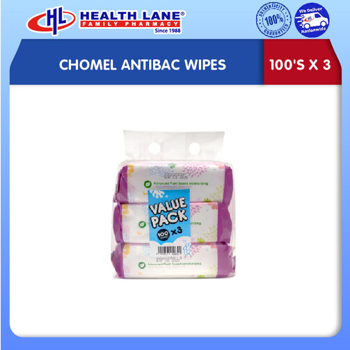 CHOMEL ANTIBAC TISSUE LEMBAP 100'Sx3